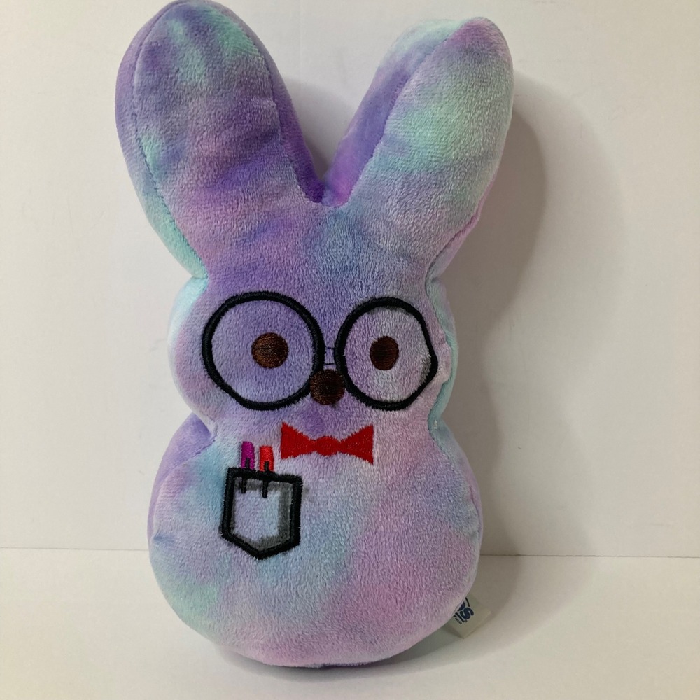 Peeps Tieβ Dye Bunny Plush Nerd Glasses 9" Green Purple